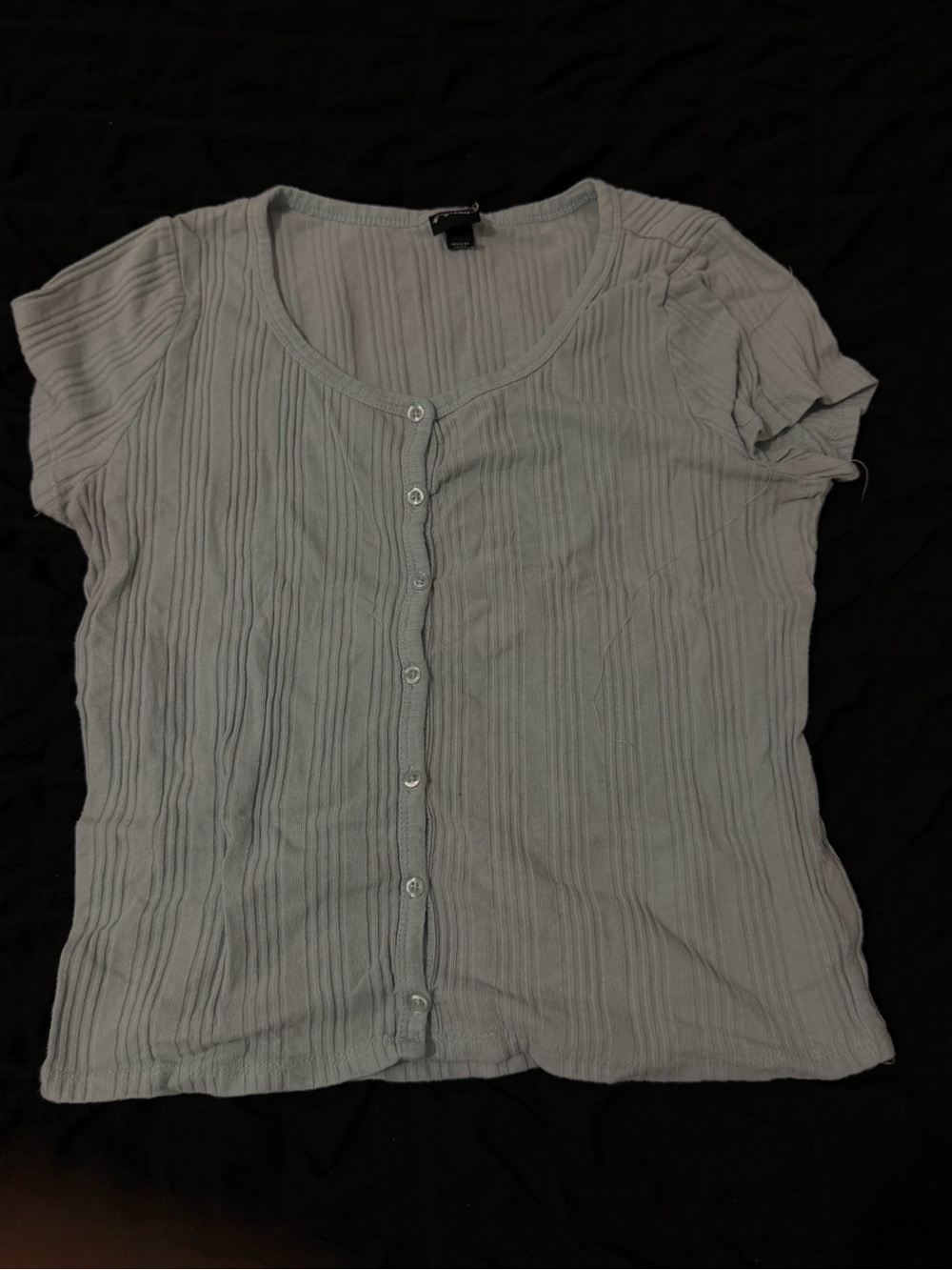 art class Light Blue Ribbed Button-Front Tee